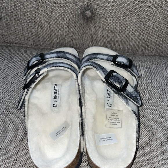 New Arizona Plaid Shearling Birkenstock Sandals women size 37 - Picture 7 of 10